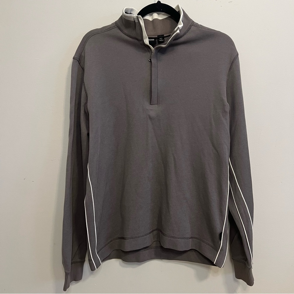 Hugo Boss Quarter-Zip Pullover Classic Work Business Casual Office Golf Preppy